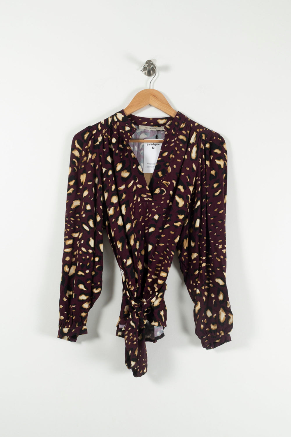 Blouse Imprimée Bordeaux et Beige - Taille S/36 de la marque La Fée Maraboutée | PARAD90853 - Vendu par Paradigme - Image 2