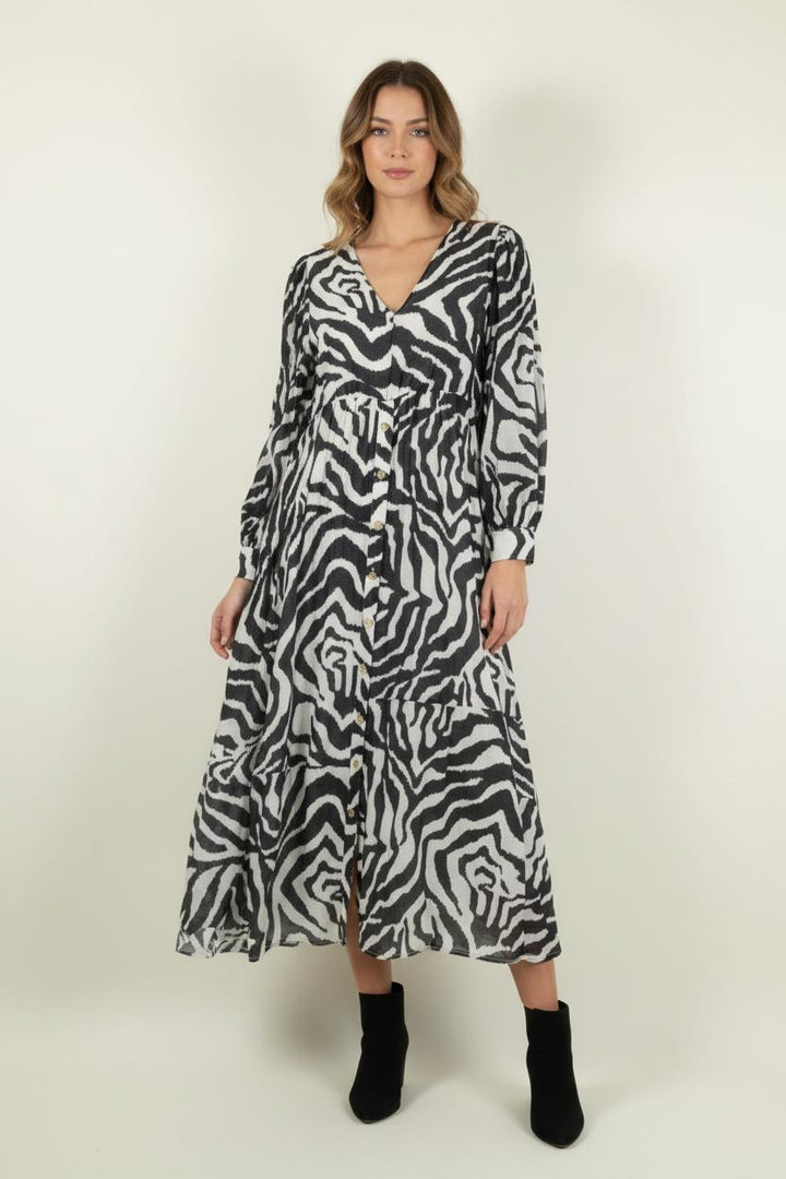 Robe Longue Noire et Blanche - Taille M/38 de la marque Imprevu | PARAD90855 - Vendu par Paradigme - Image 1