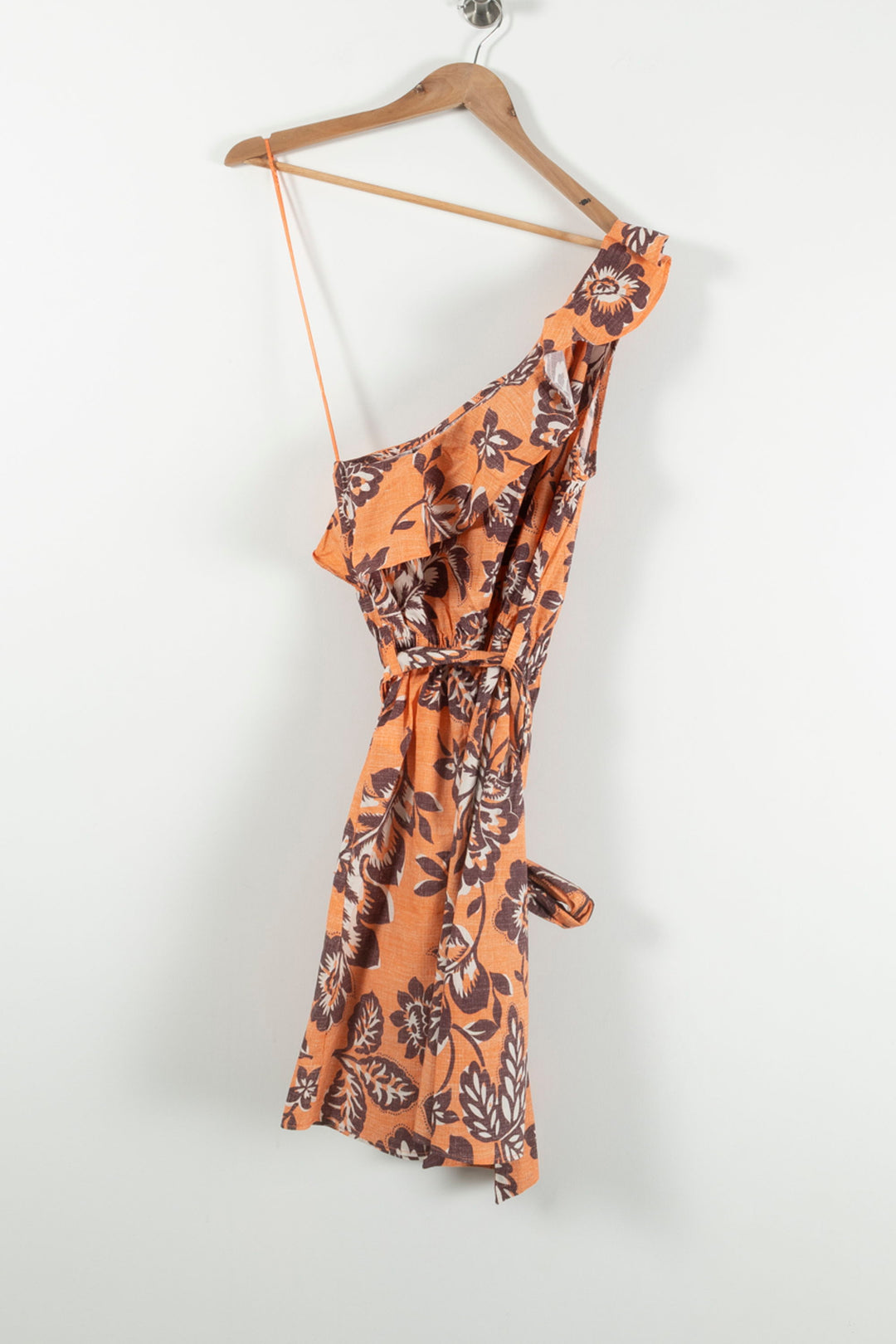 Robe Asymétrique Orange et Marron - Taille XS/34 de la marque Claudie Pierlot | PARAD90885 - Vendu par Paradigme - Image 4