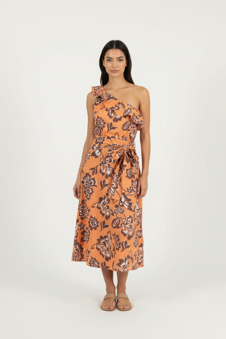 Robe Asymétrique Orange et Marron - Taille XS/34 de la marque Claudie Pierlot | PARAD90885 - Vendu par Paradigme - Image 1