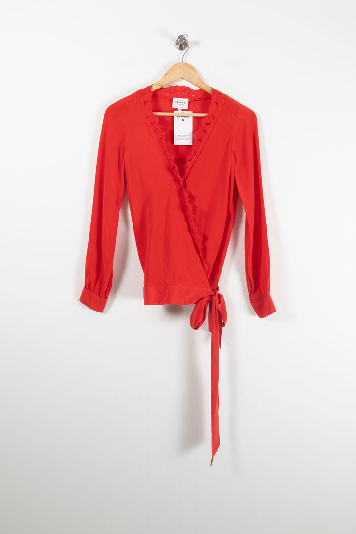 Blouse Portefeuille Rouge - Taille S/36 de la marque Sézane | PARAD90918 - Vendu par Paradigme - Image 2