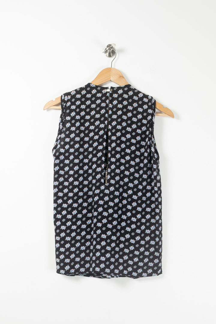 Blouse Noire à Motifs Blancs - Taille S/36 de la marque Sandro | PARAD90927 - Vendu par Paradigme - Image 4