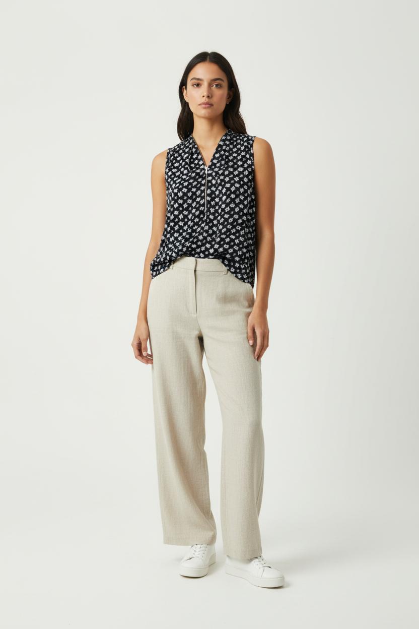 Blouse Noire à Motifs Blancs - Taille S/36 de la marque Sandro | PARAD90927 - Vendu par Paradigme - Image 1