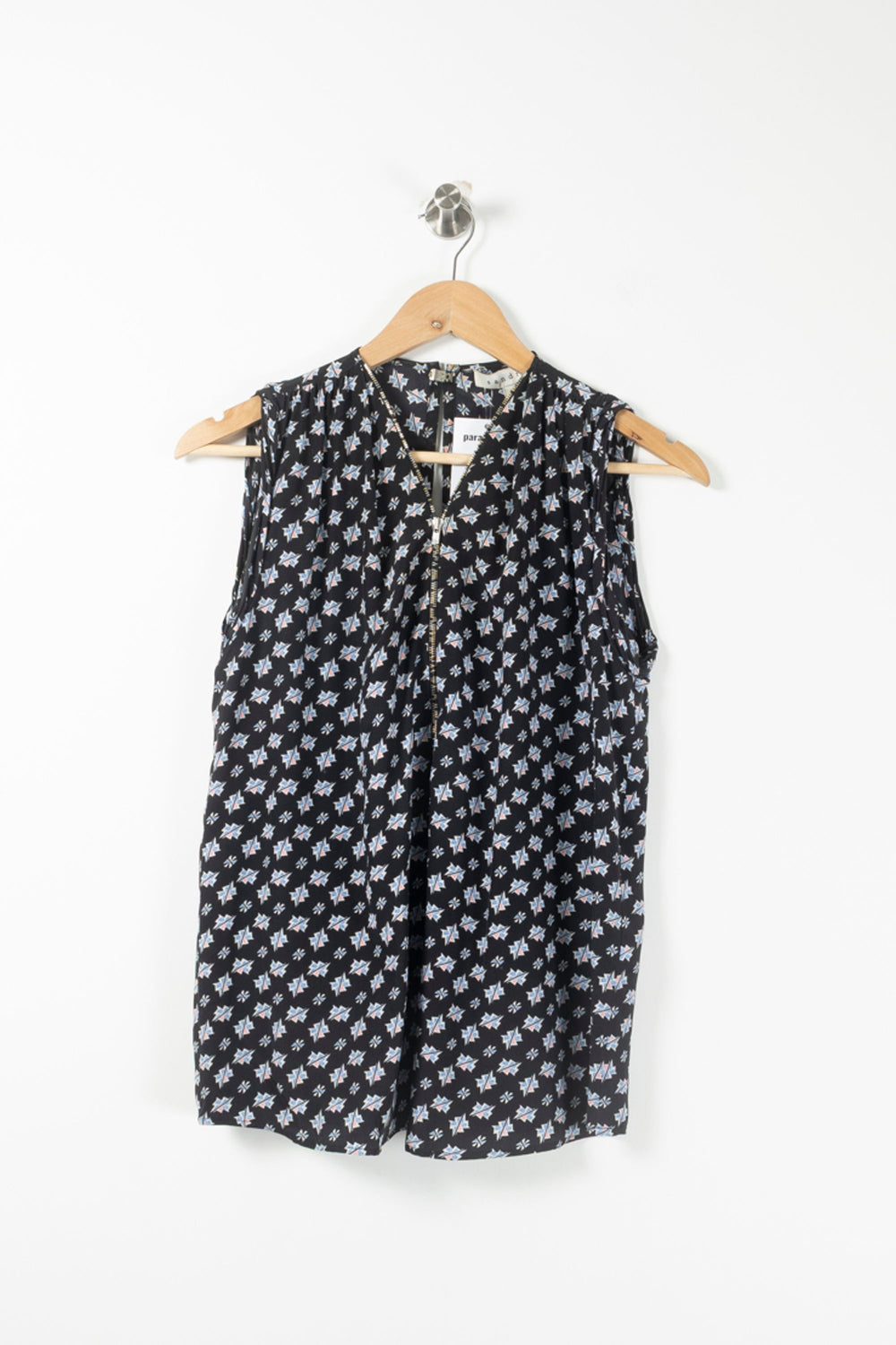 Blouse Noire à Motifs Blancs - Taille S/36 de la marque Sandro | PARAD90927 - Vendu par Paradigme - Image 2