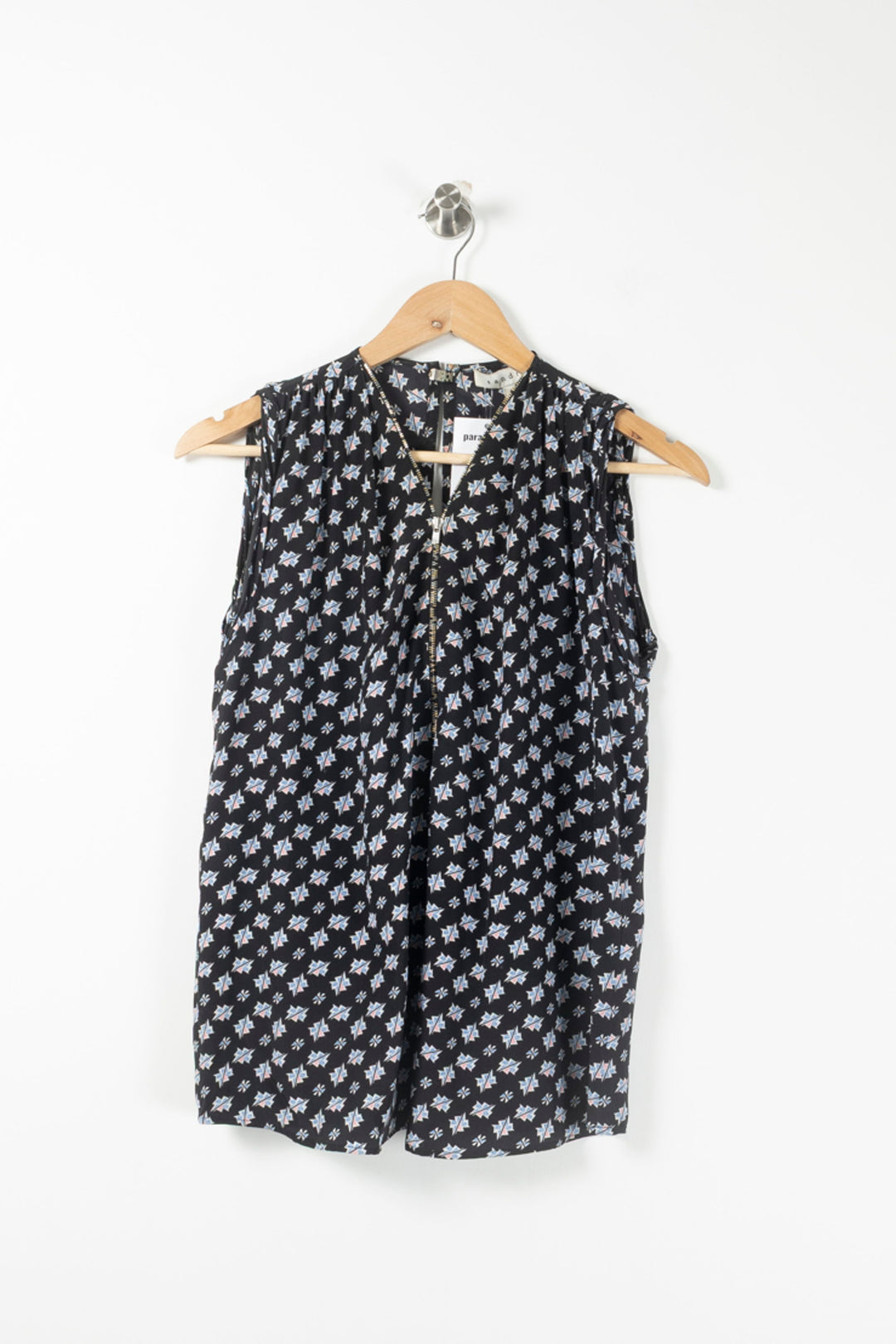 Blouse Noire à Motifs Blancs - Taille S/36 de la marque Sandro | PARAD90927 - Vendu par Paradigme - Image 2