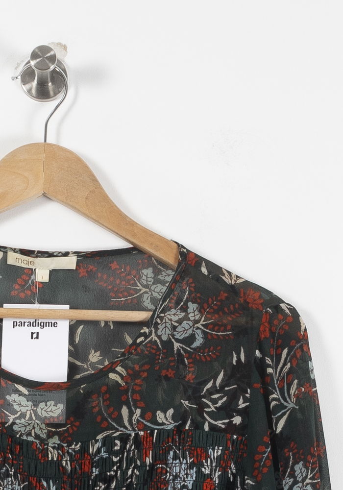 Blouse Fleurie Verte et Rouge - Taille S/36 de la marque Maje | PARAD90931 - Vendu par Paradigme - Image 3