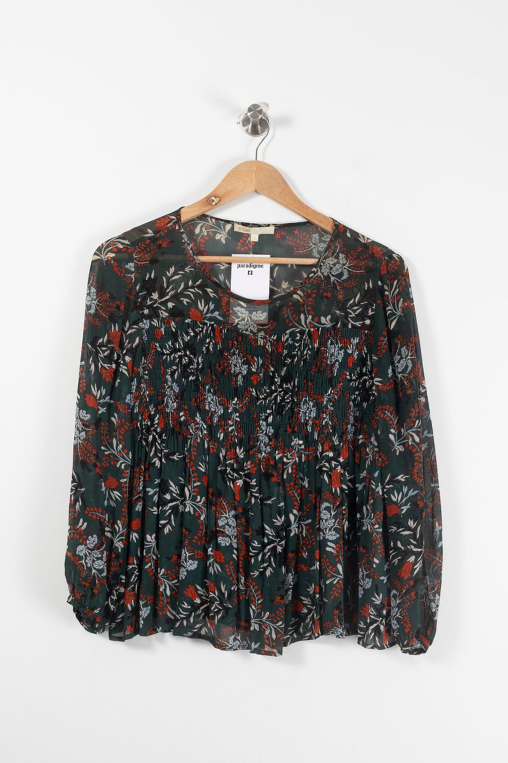 Blouse Fleurie Verte et Rouge - Taille S/36 de la marque Maje | PARAD90931 - Vendu par Paradigme - Image 2