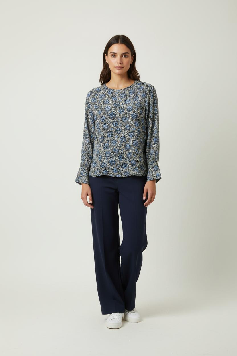 Blouse Bleu et Beige - Taille M/38 de la marque Chloé Stora | PARAD90939 - Vendu par Paradigme - Image 1