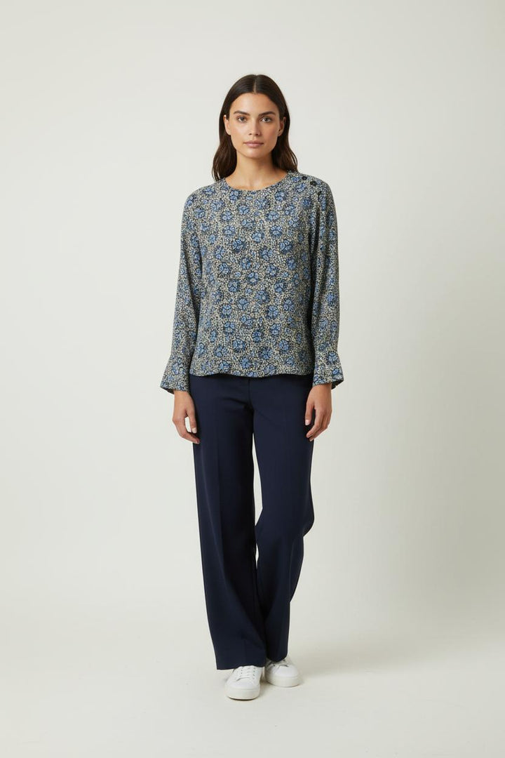 Blouse Bleu et Beige - Taille M/38 de la marque Chloé Stora | PARAD90939 - Vendu par Paradigme - Image 1