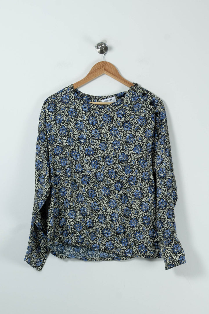 Blouse Bleu et Beige - Taille M/38 de la marque Chloé Stora | PARAD90939 - Vendu par Paradigme - Image 2
