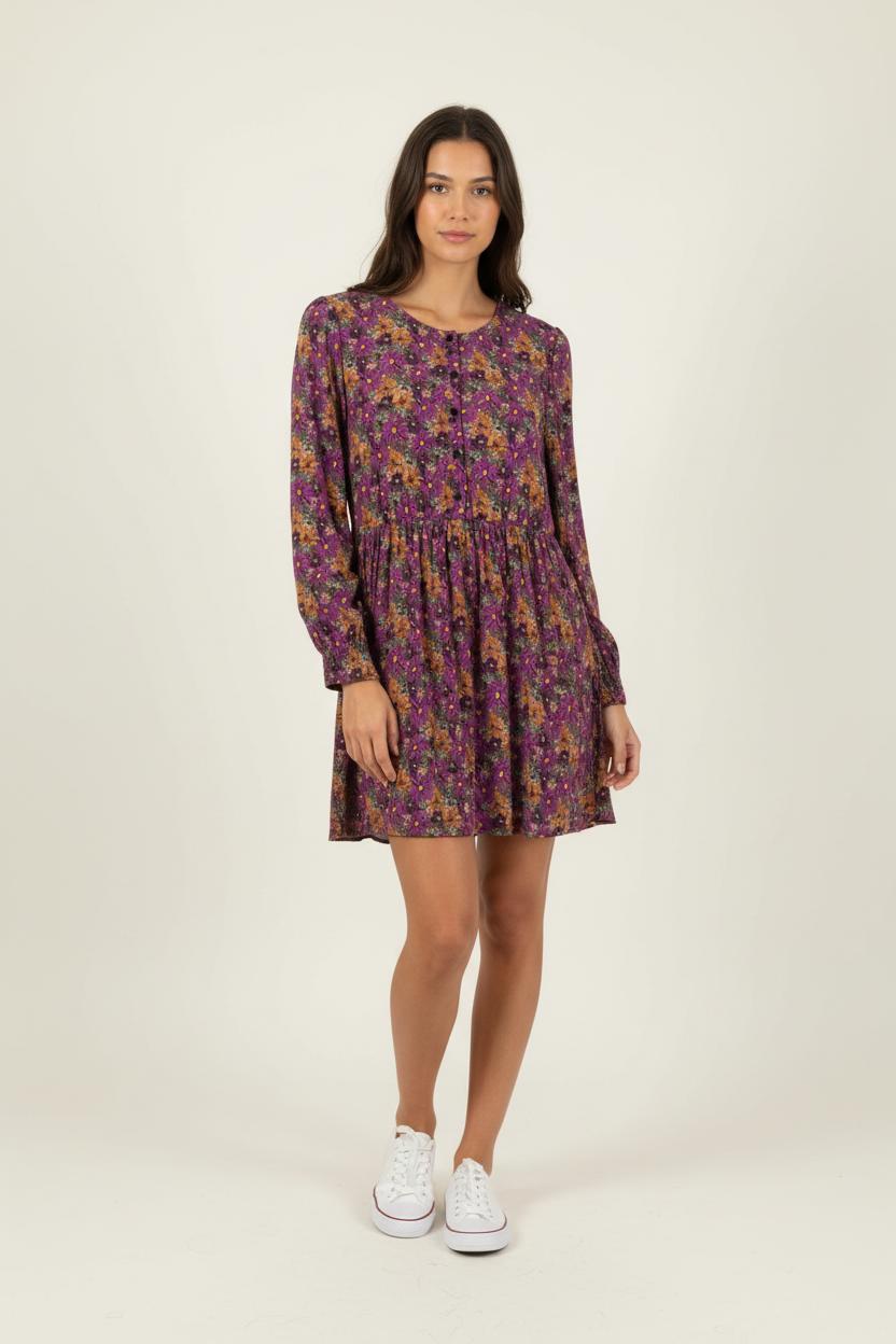 Robe Fleurie Violette et Orange - Taille L/40 de la marque Balzac Paris | PARAD90951 - Vendu par Paradigme - Image 1