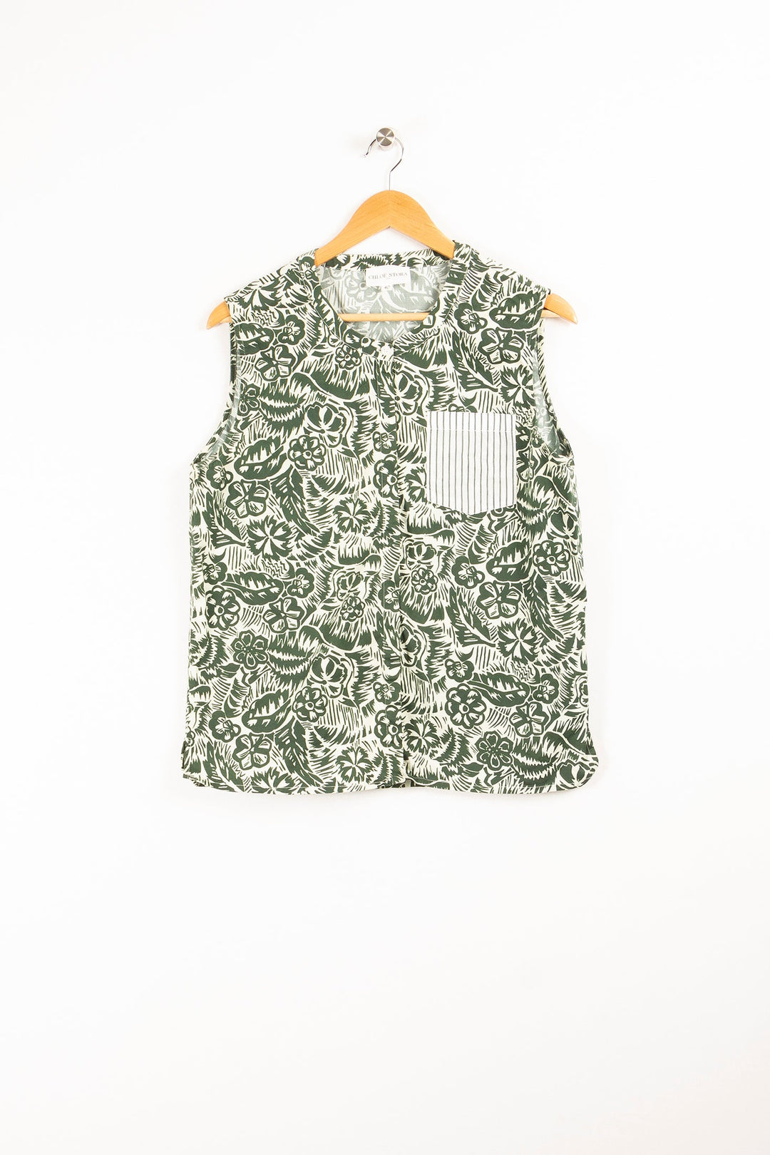 Blouse verte et blanche - L / 40