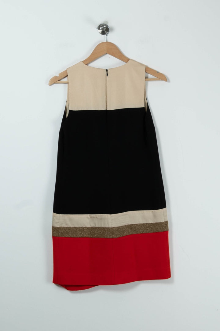 Robe Courte Noire Beige et Rouge - Taille S/36 de la marque Sandro | PARAD90971 - Vendu par Paradigme - Image 4