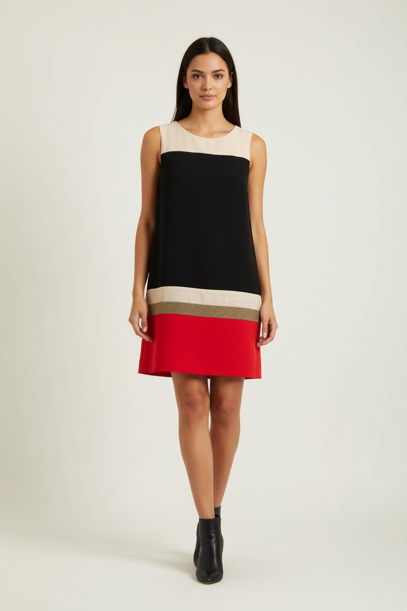 Robe Courte Noire Beige et Rouge - Taille S/36 de la marque Sandro | PARAD90971 - Vendu par Paradigme - Image 1