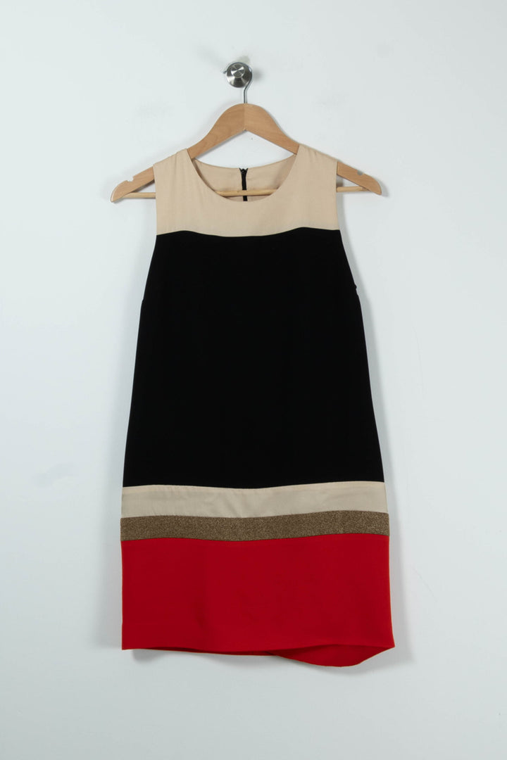 Robe Courte Noire Beige et Rouge - Taille S/36 de la marque Sandro | PARAD90971 - Vendu par Paradigme - Image 2