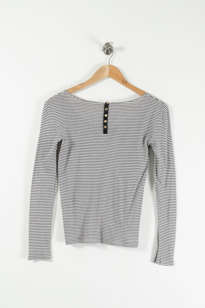 Tee-shirt à Manches Longues Blanc et Noir - Taille S/36 de la marque Des petits hauts | PARAD90974 - Vendu par Paradigme - Image 4