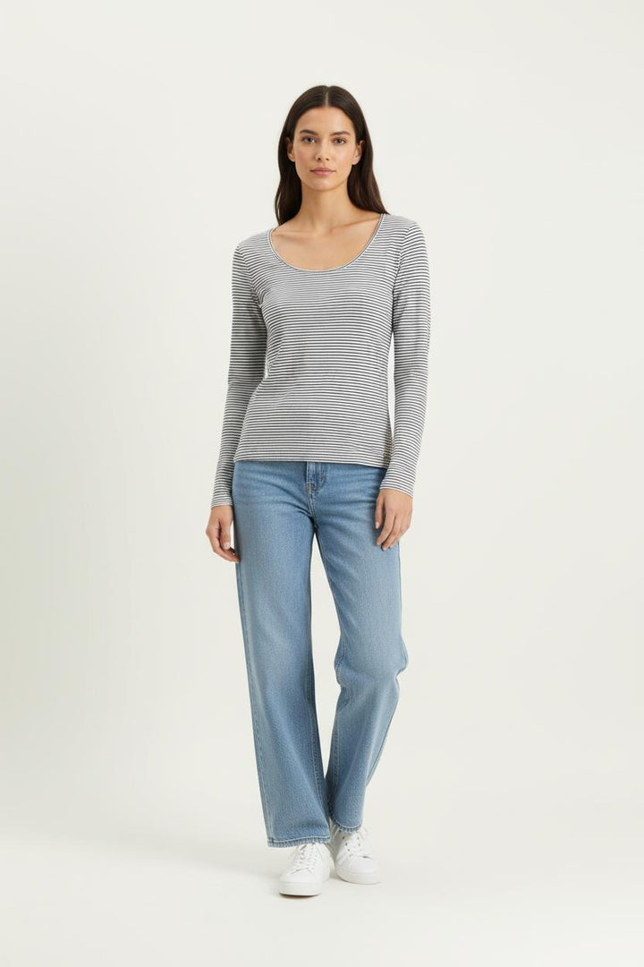 Tee-shirt à Manches Longues Blanc et Noir - Taille S/36 de la marque Des petits hauts | PARAD90974 - Vendu par Paradigme - Image 1