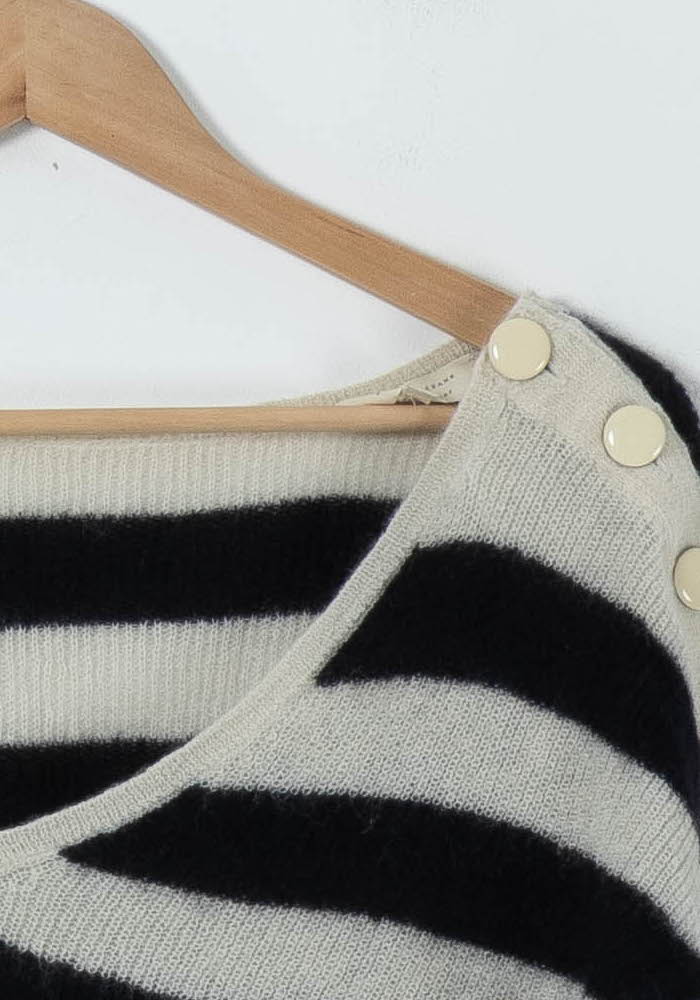 Pull Blanc et Noir - Taille S/36 de la marque Sézane | PARAD91005 - Vendu par Paradigme - Image 3