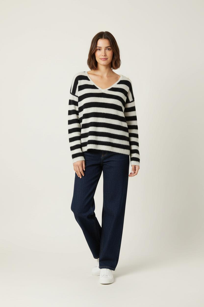 Pull Blanc et Noir - Taille S/36 de la marque Sézane | PARAD91005 - Vendu par Paradigme - Image 1