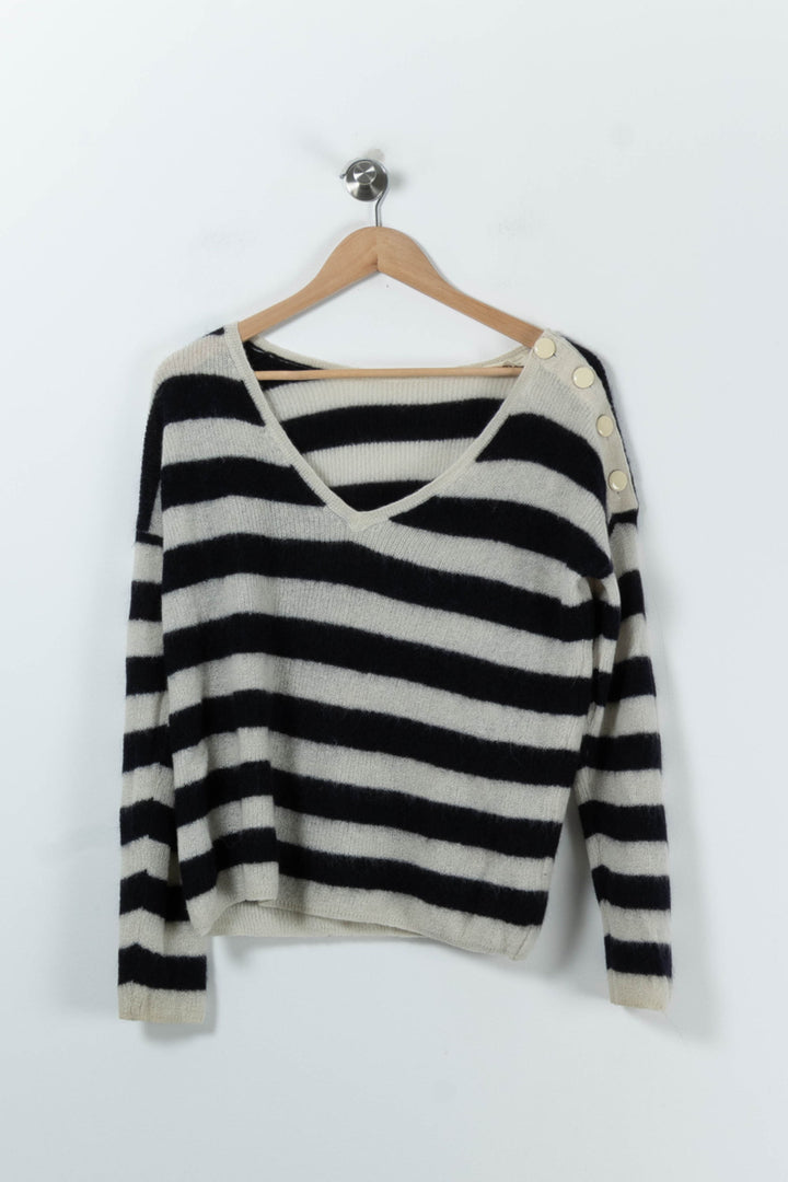 Pull Blanc et Noir - Taille S/36 de la marque Sézane | PARAD91005 - Vendu par Paradigme - Image 2