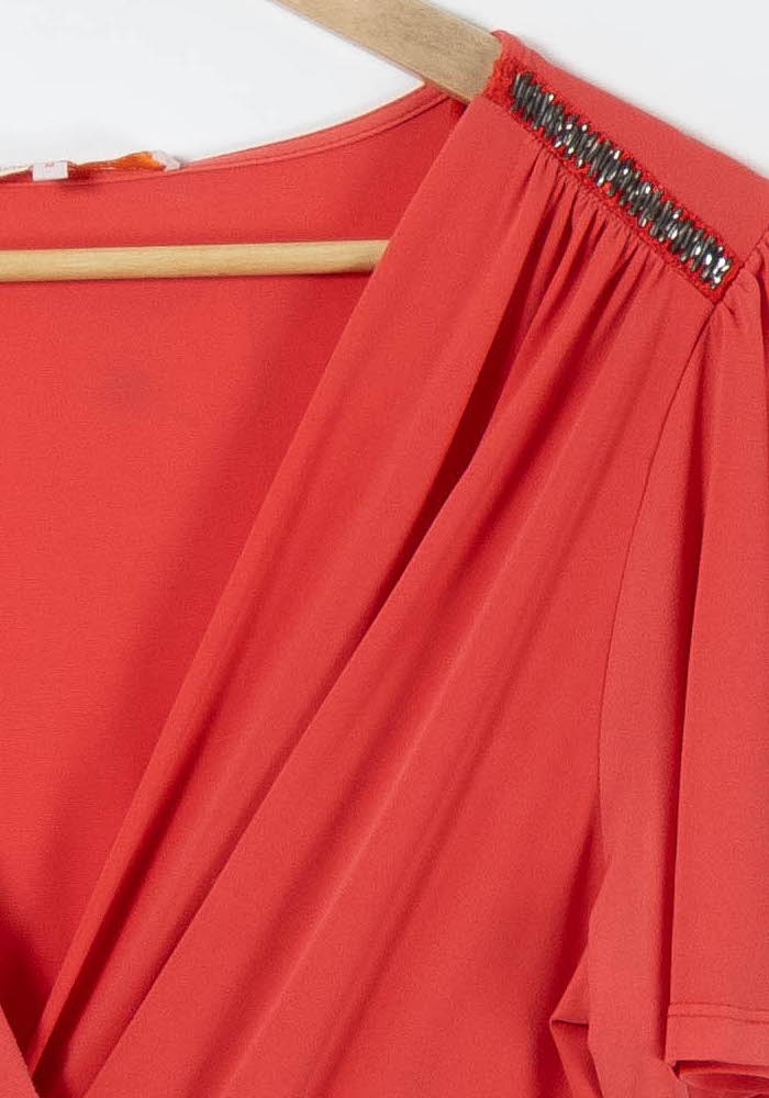 Robe Drapée Rose - Taille M/38 de la marque La Fée Maraboutée | PARAD91060 - Vendu par Paradigme - Image 3