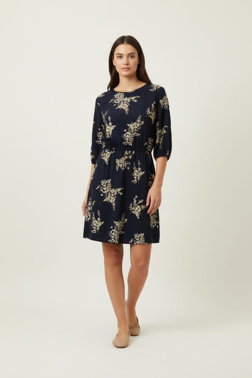 Robe Fleurie Bleue - Taille L/40 de la marque La Fée Maraboutée | PARAD91062 - Vendu par Paradigme - Image 1