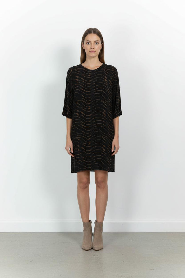 Robe Noire et Marron - Taille S/36 de la marque La Fée Maraboutée | PARAD91088 - Vendu par Paradigme - Image 1