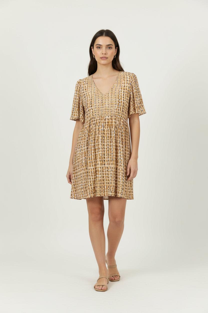 Robe Courte Beige et Marron - Taille S/36 de la marque Grace & Mila | PARAD91105 - Vendu par Paradigme - Image 1