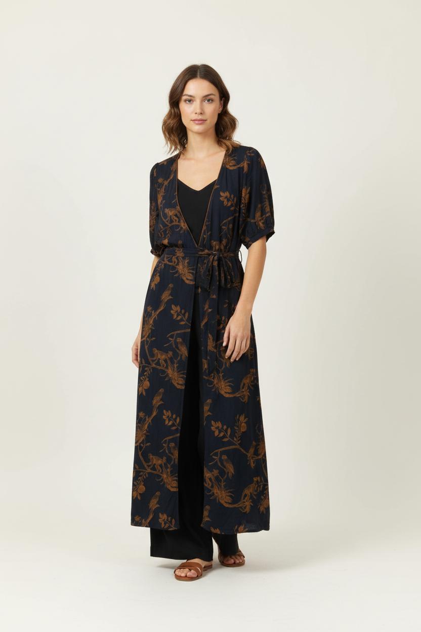 Robe Longue Noire et Marron - Taille L/40 de la marque La Fée Maraboutée | PARAD91126 - Vendu par Paradigme - Image 1