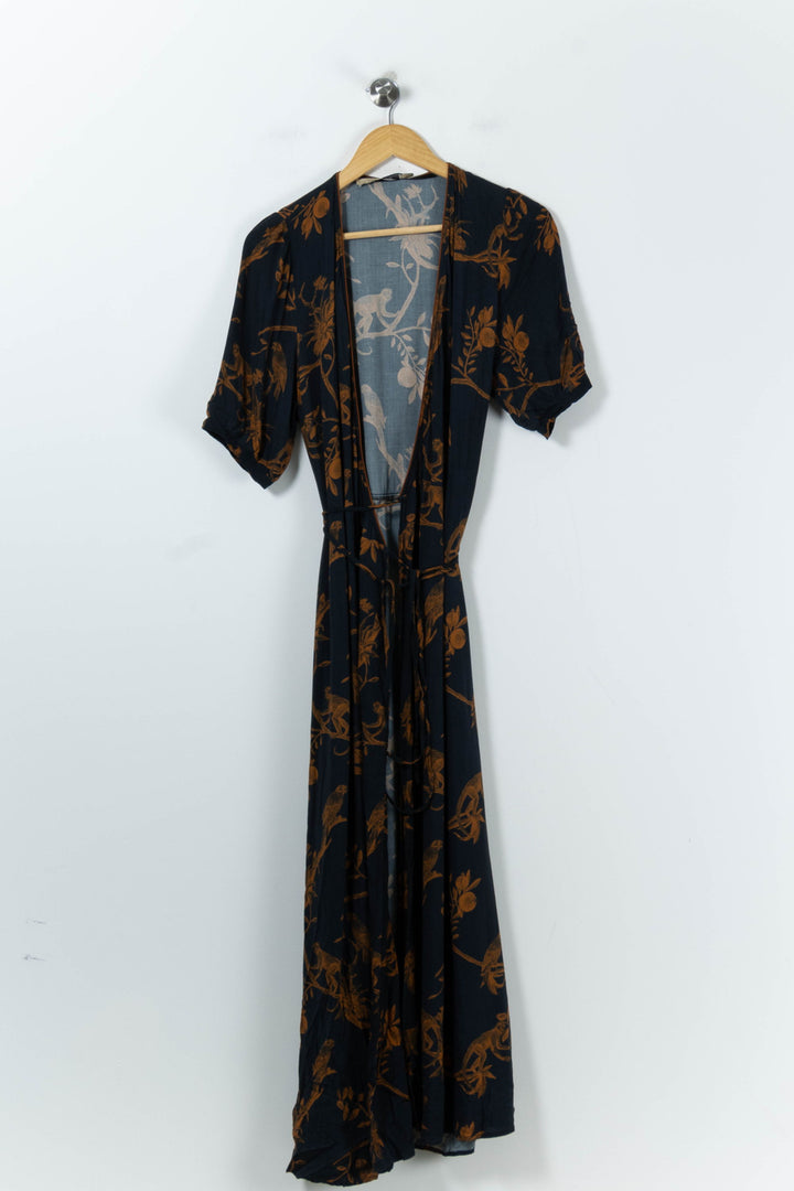 Robe Longue Noire et Marron - Taille L/40 de la marque La Fée Maraboutée | PARAD91126 - Vendu par Paradigme - Image 2