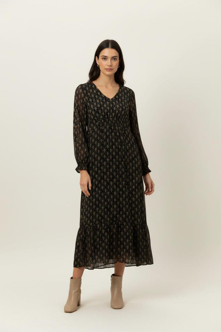 Robe Longue Noire et Beige - Taille M/38 de la marque Maison 123 | PARAD91134 - Vendu par Paradigme - Image 1