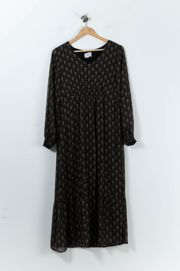 Robe Longue Noire et Beige - Taille M/38 de la marque Maison 123 | PARAD91134 - Vendu par Paradigme - Image 2
