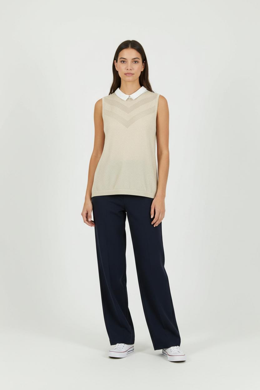 Débardeur Beige et Blanc - Taille S/36 de la marque Grace & Mila | PARAD91207 - Vendu par Paradigme - Image 1