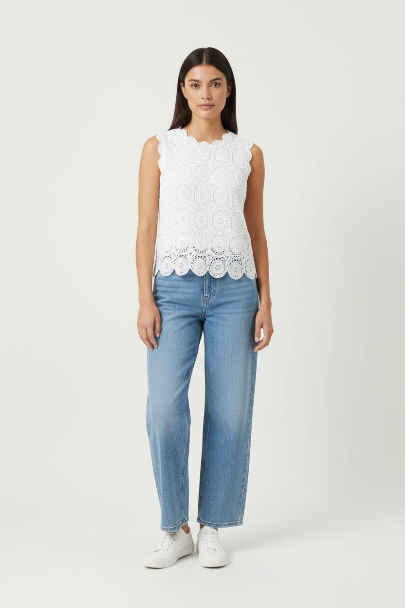 Top en Dentelle Blanc - Taille S/36 de la marque Claudie Pierlot | PARAD91252 - Vendu par Paradigme - Image 1