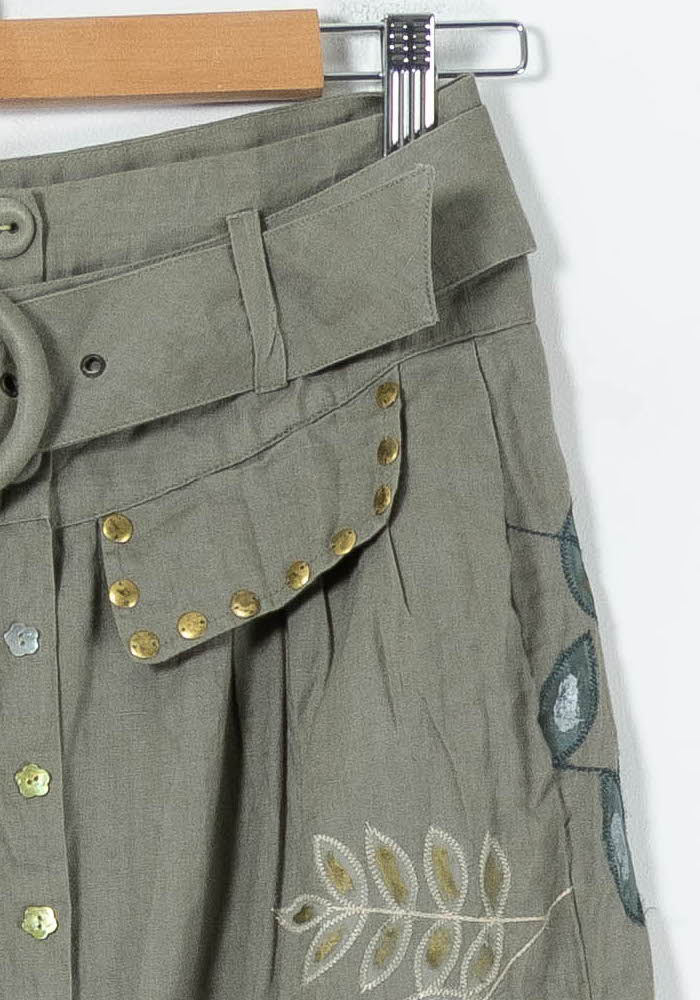 Jupe Midi Beige et Verte - Taille S/36 de la marque Derhy | PARAD91262 - Vendu par Paradigme - Image 3
