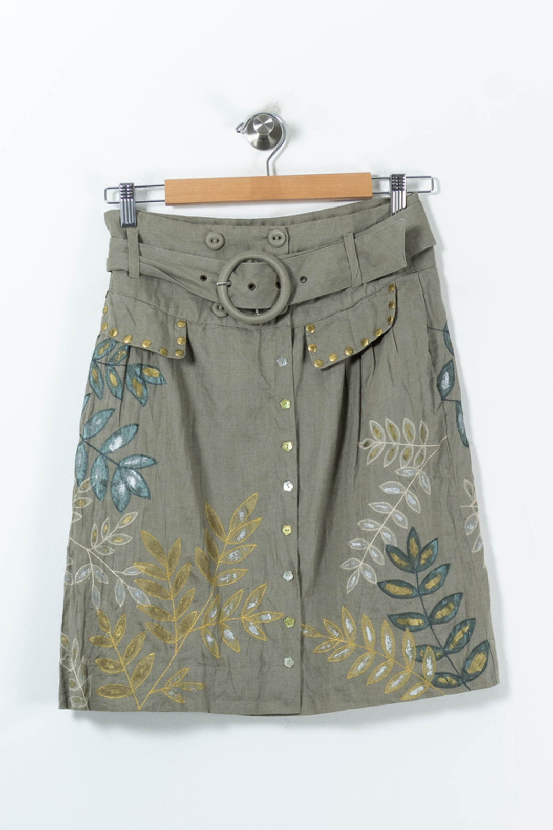 Jupe Midi Beige et Verte - Taille S/36 de la marque Derhy | PARAD91262 - Vendu par Paradigme - Image 2