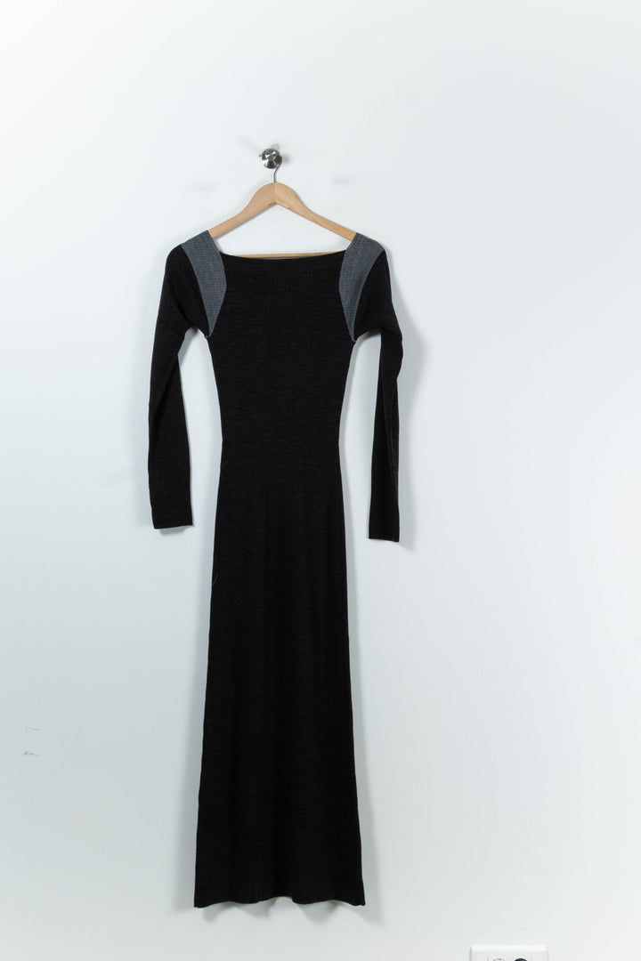 Robe Longue Noire et Grise - Taille S/36 de la marque Claudie Pierlot | PARAD91271 - Vendu par Paradigme - Image 4