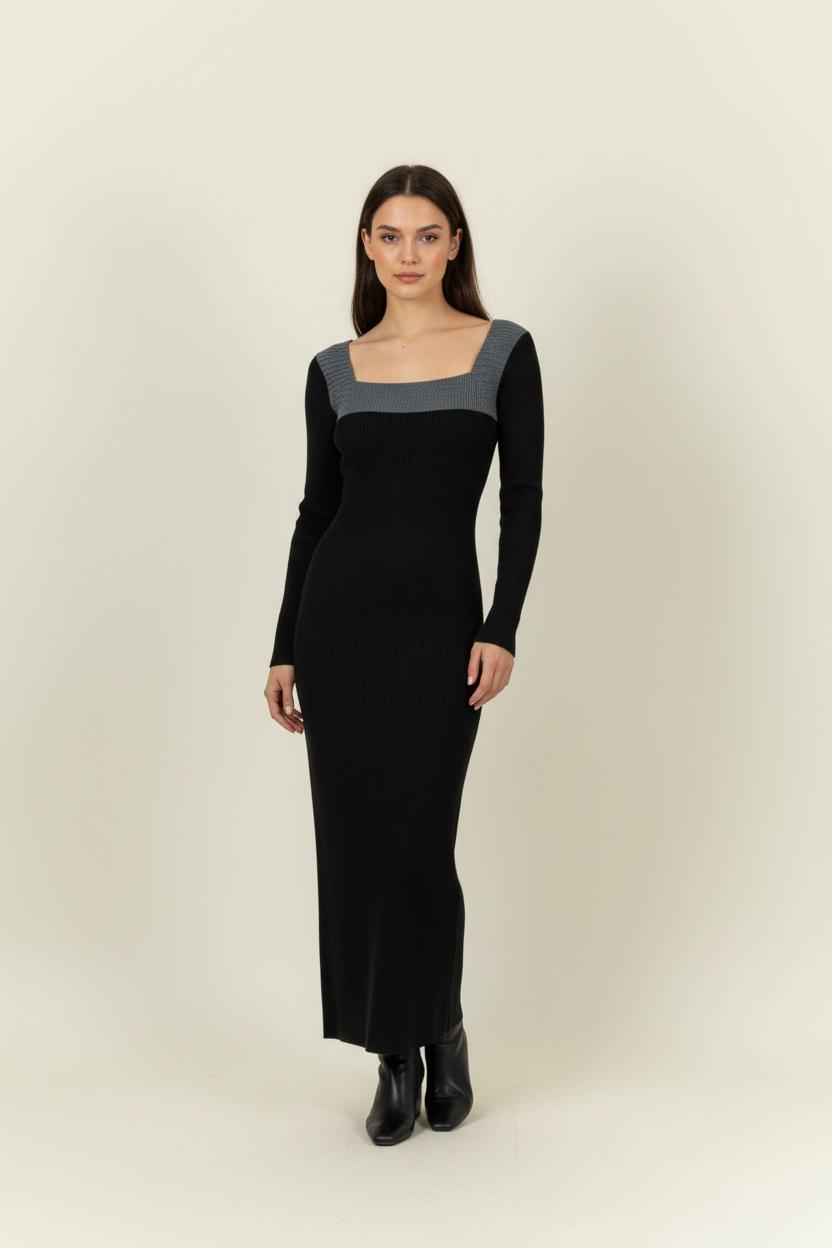 Robe Longue Noire et Grise - Taille S/36 de la marque Claudie Pierlot | PARAD91271 - Vendu par Paradigme - Image 1