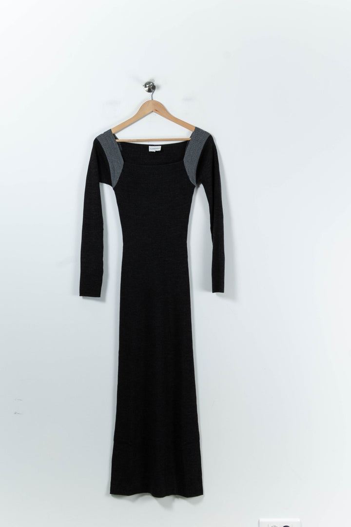 Robe Longue Noire et Grise - Taille S/36 de la marque Claudie Pierlot | PARAD91271 - Vendu par Paradigme - Image 2