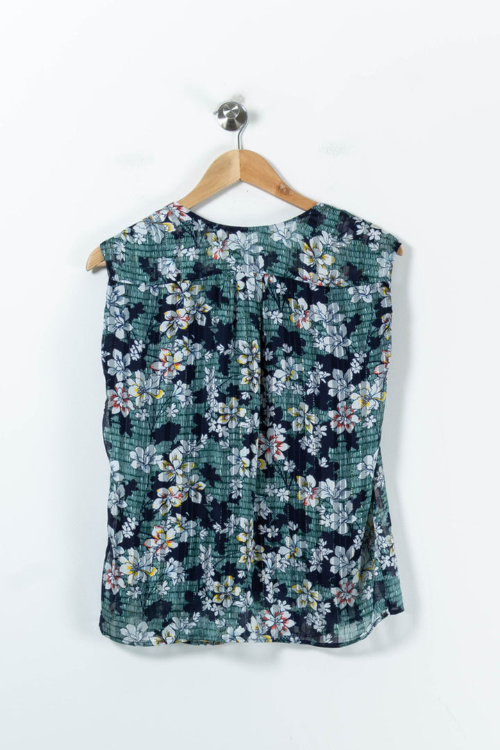 Blouse Fleurie Bleu et Vert - Taille S/36 de la marque La Fée Maraboutée | PARAD91283 - Vendu par Paradigme - Image 4