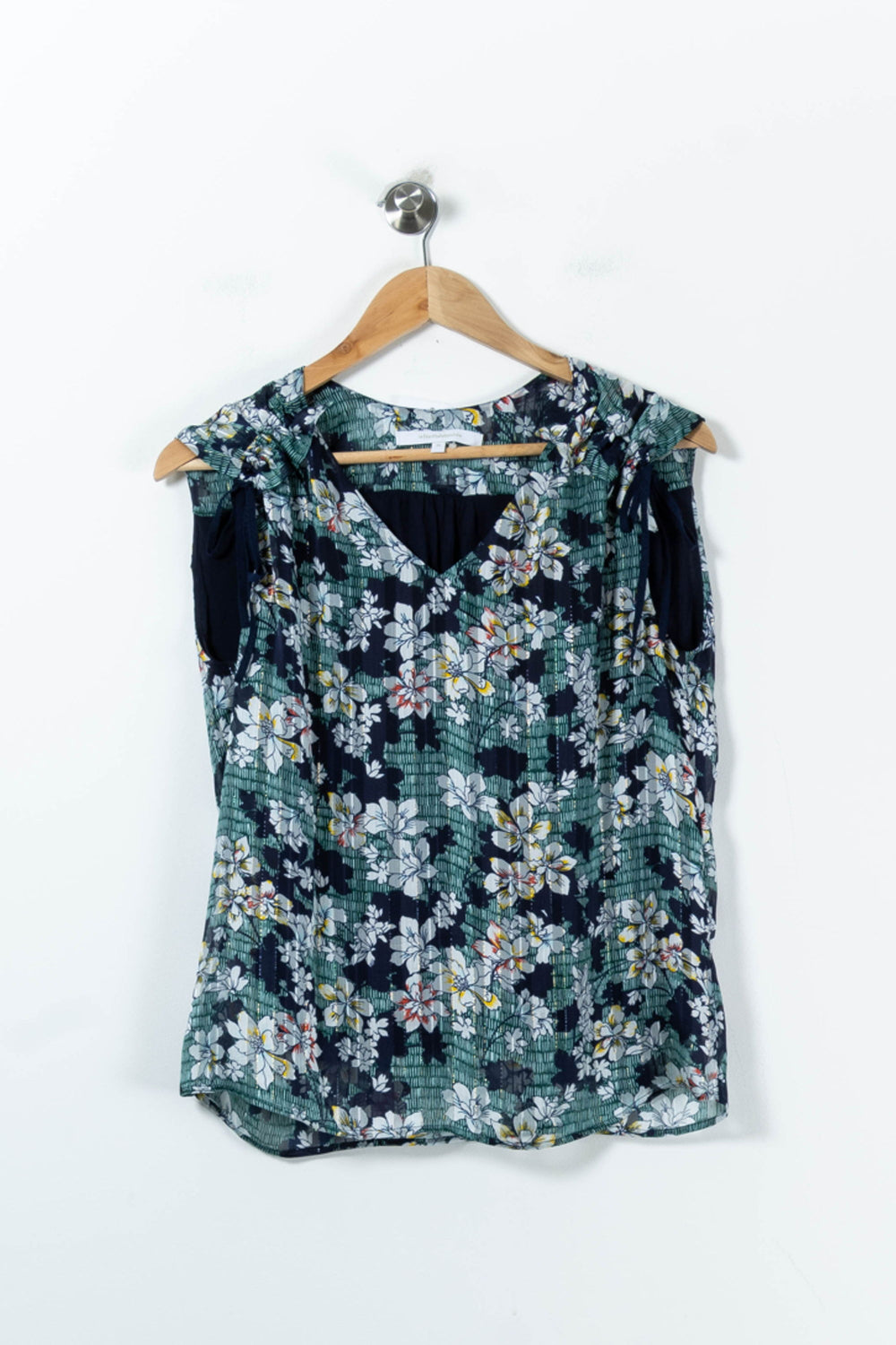 Blouse Fleurie Bleu et Vert - Taille S/36 de la marque La Fée Maraboutée | PARAD91283 - Vendu par Paradigme - Image 2