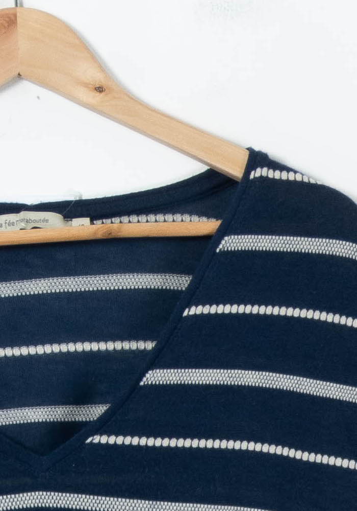 Tee-shirt Bleu et Blanc - Taille S/36 de la marque La Fée Maraboutée | PARAD91285 - Vendu par Paradigme - Image 3