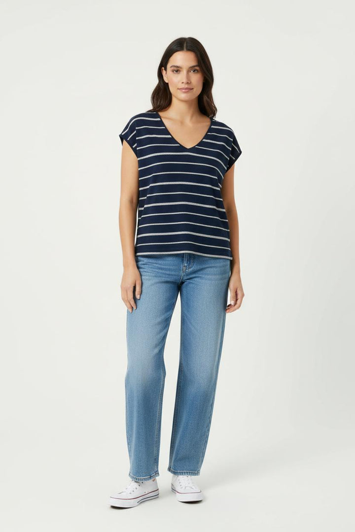 Tee-shirt Bleu et Blanc - Taille S/36 de la marque La Fée Maraboutée | PARAD91285 - Vendu par Paradigme - Image 1