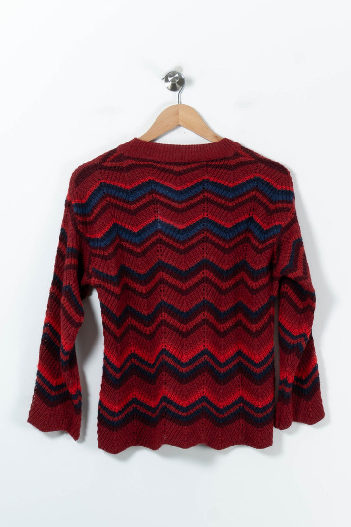Pull Rouge et Bleu - Taille XS/34 de la marque La Fée Maraboutée | PARAD91291 - Vendu par Paradigme - Image 4