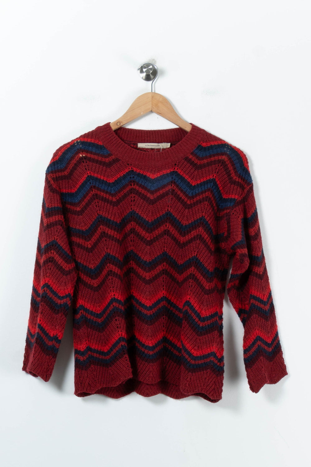 Pull Rouge et Bleu - Taille XS/34 de la marque La Fée Maraboutée | PARAD91291 - Vendu par Paradigme - Image 2