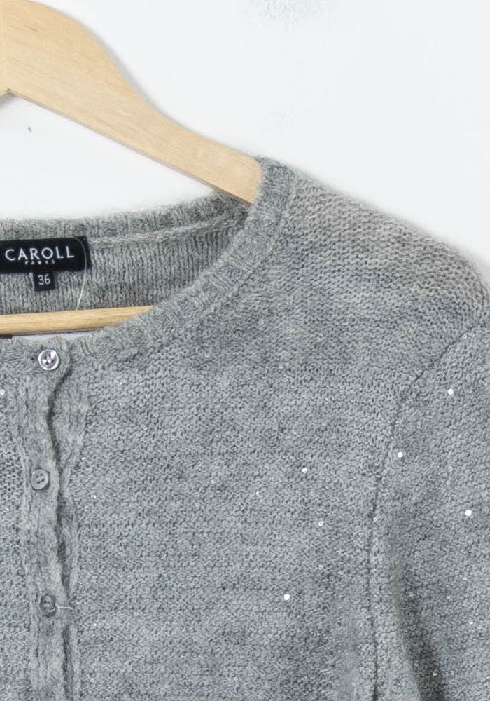 Cardigan Gris - Taille S/36 de la marque Caroll | PARAD91308 - Vendu par Paradigme - Image 3