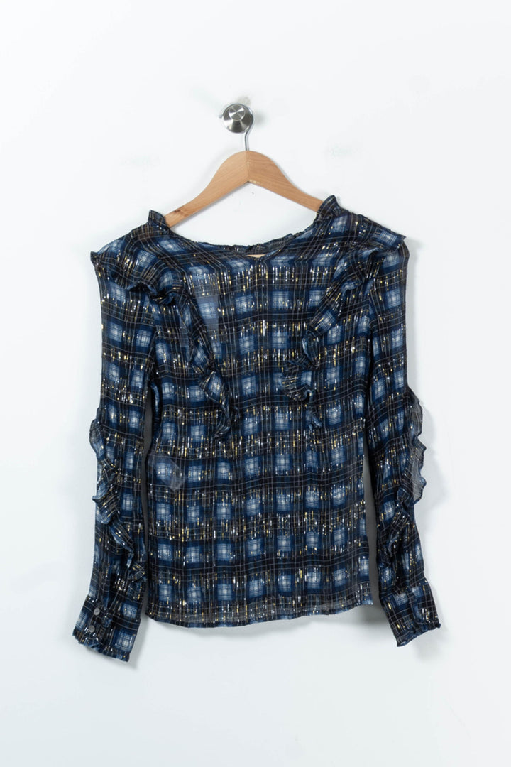 Blouse Carreaux Bleue et Noire - Taille S/36 de la marque Bérénice | PARAD91313 - Vendu par Paradigme - Image 4