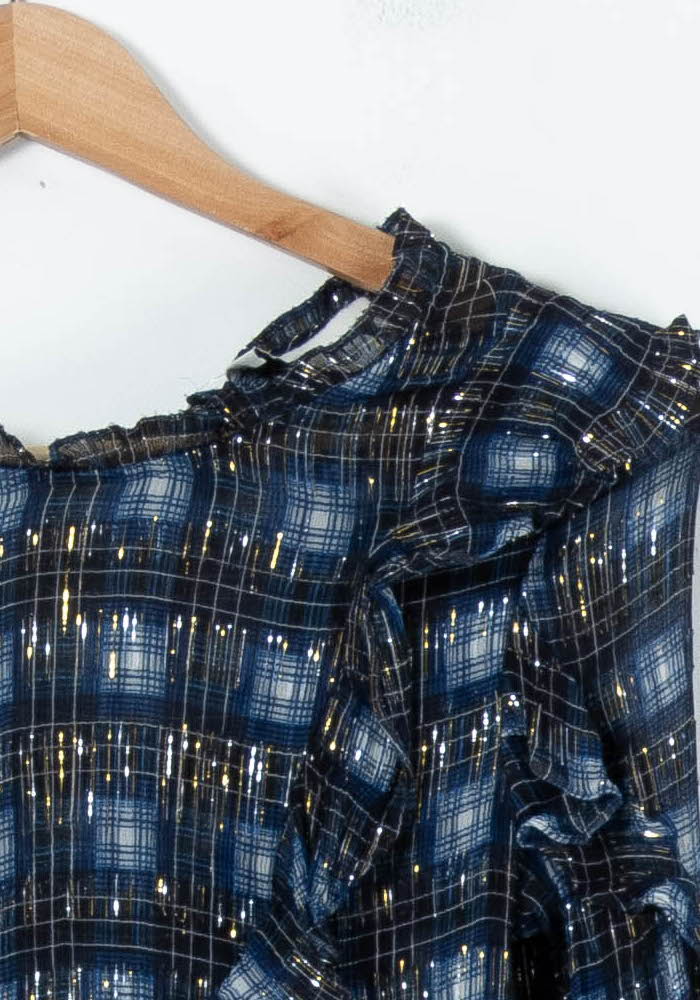 Blouse Carreaux Bleue et Noire - Taille S/36 de la marque Bérénice | PARAD91313 - Vendu par Paradigme - Image 3