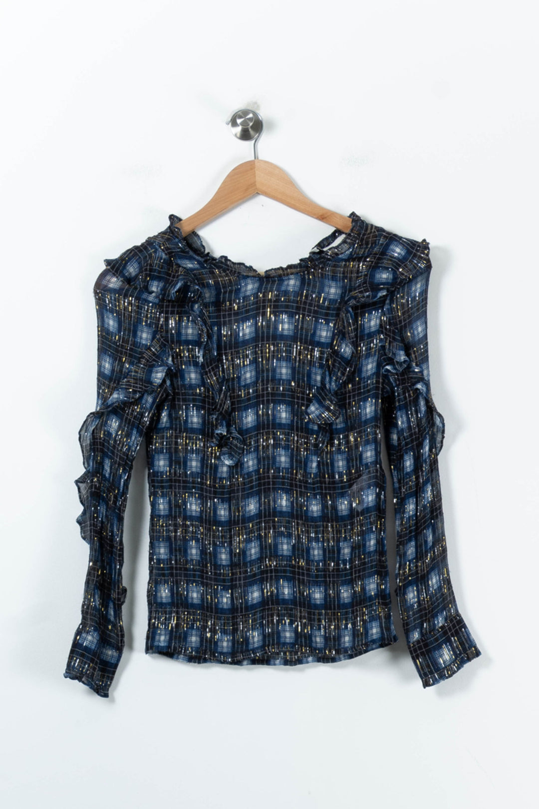 Blouse Carreaux Bleue et Noire - Taille S/36 de la marque Bérénice | PARAD91313 - Vendu par Paradigme - Image 2