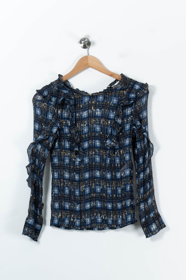 Blouse Carreaux Bleue et Noire - Taille S/36 de la marque Bérénice | PARAD91313 - Vendu par Paradigme - Image 2